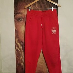 Adidas originals red sweat pants tapered